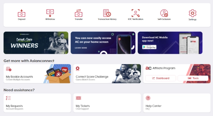 asianconnect88 user interface screenshot: sportsbook for arbitrage betting