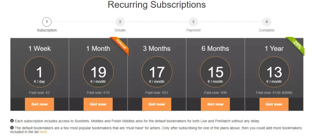 arbmate pricing list