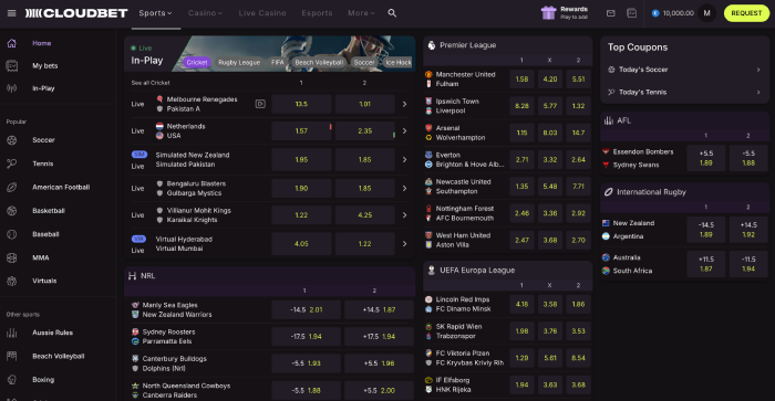 cloudbet sports homepage screenshot