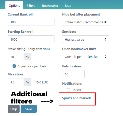 advanced filtering system at RebelBetting