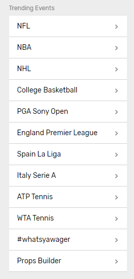 Bovada trending sports