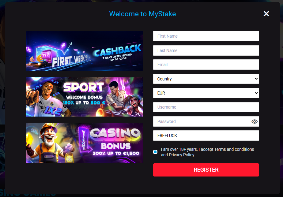 Register MyStake promotion code