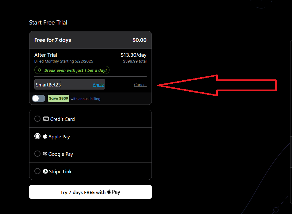oddsjam coupon code activation