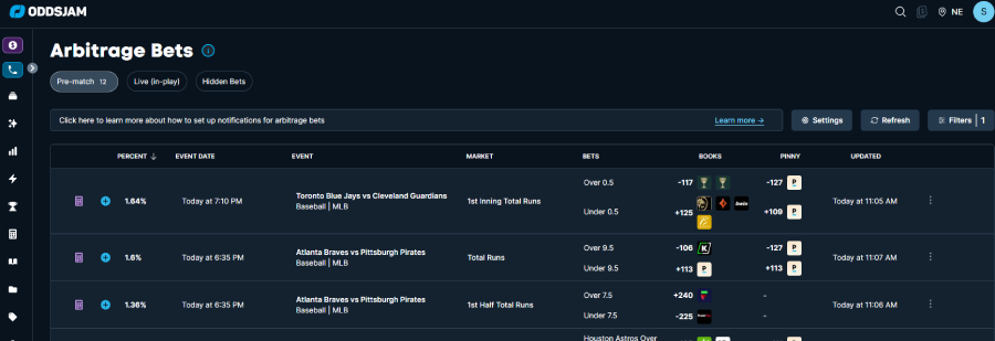 oddsjam-arbitrage-software user interface