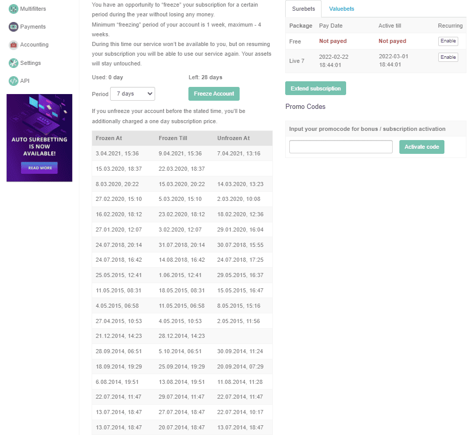 proof of using BetBurger screenshot