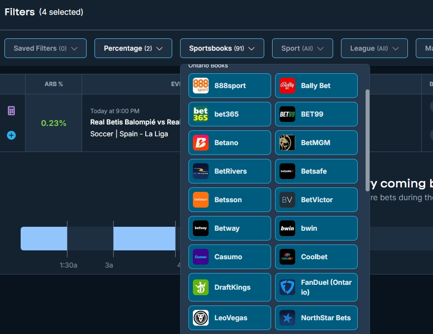 sure bet finder for US bookies oddjsam-filters