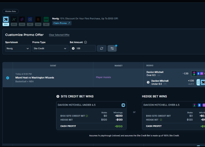 oddsjams matched betting service called promo converter user interface
